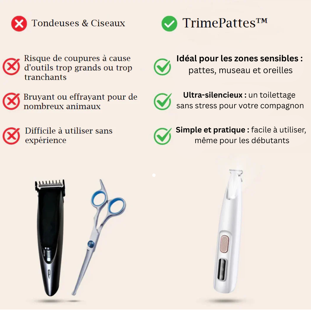 TrimePattes™ | Tondeuse Silencieuse de Précision